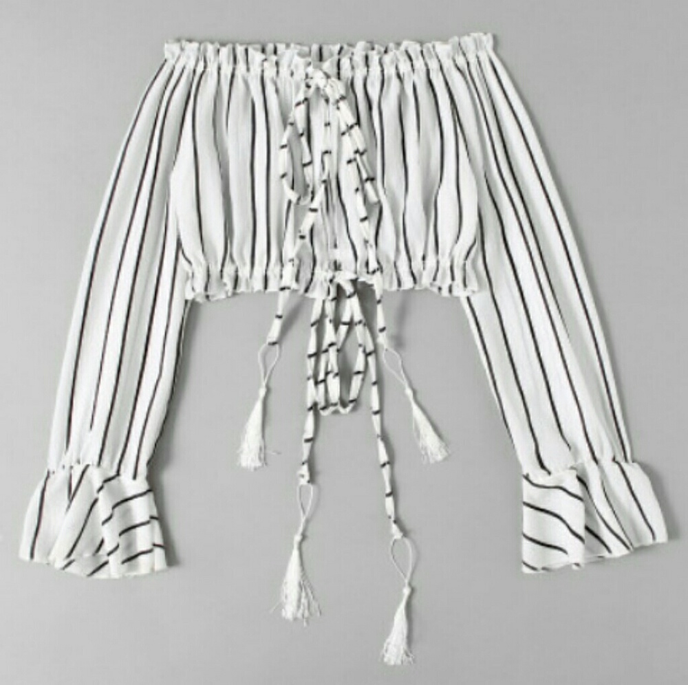 New sexy off the shoulder stripe shirt